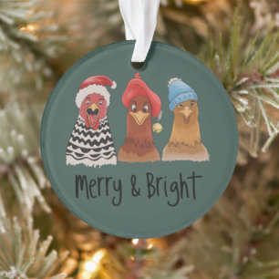 Ornamento Galinha Alegre e Brilhante Natal Animal de Fazenda