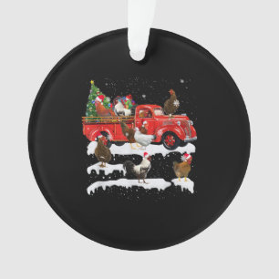 Ornamento Galinha Andando Caminhão Vermelho Xmas Feliz Natal