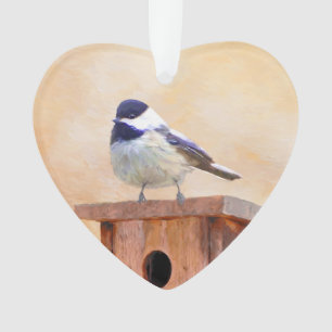 Ornamento Galinha em Birdhouse Pintura Original de Pássaros