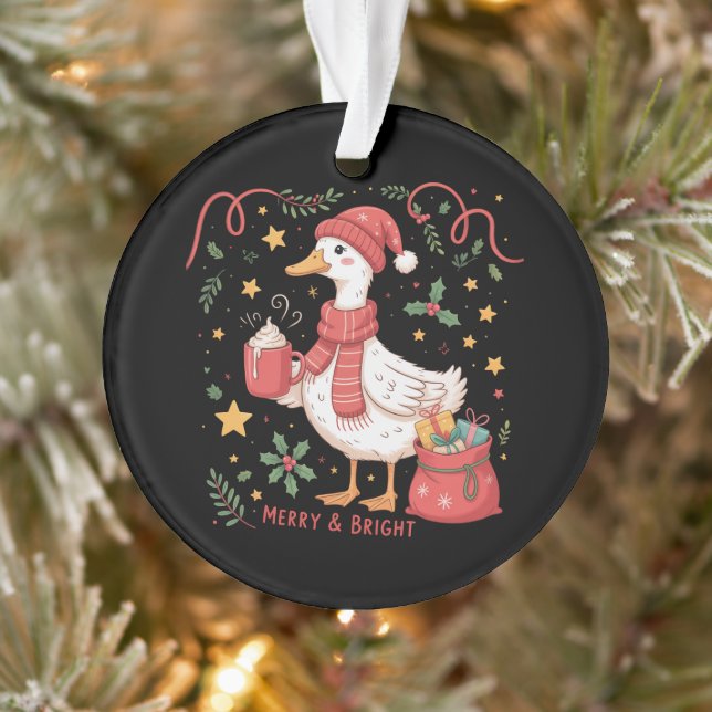 Ornamento Ganso de Natal Combinando Fofos Patos Engraçados d (Árvore)