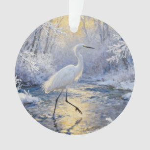 Ornamento Garça em inverno nevado