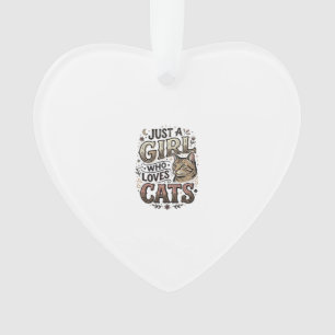 Ornamento Garota Amante de Gatos Vintage Tipografia Design_1
