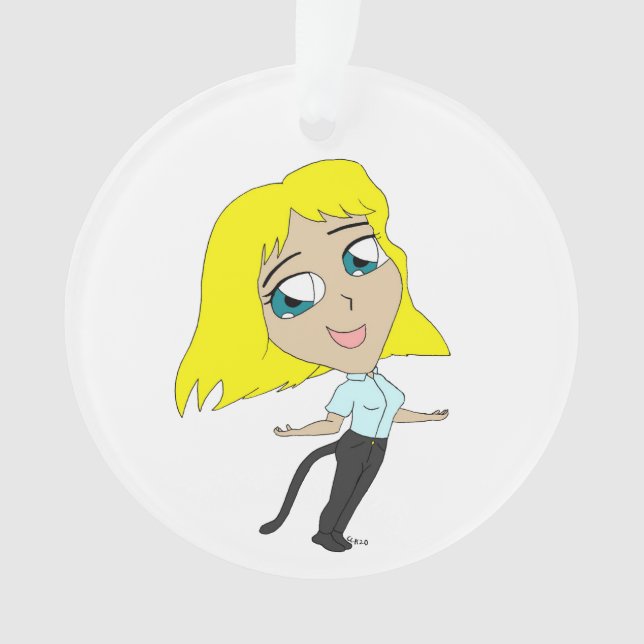 Ornamento garota chibi com cauda (Frente)