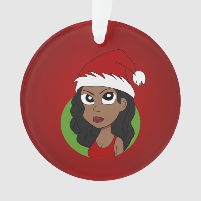 Ornamento garota de desenho animado de Natal (Frente)