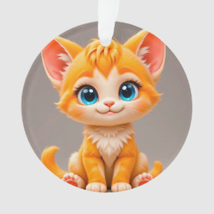 Ornamento Gatinho de Desenho Animado Laranja Fofo