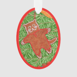 Ornamento Gatinho GINGERBREAD Oval acrílico