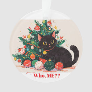 Ornamento Gatinho Preto Bonito com aspecto Culpado - Natal