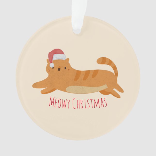 Ornamento Gato de Tabby Amarelo de Natal (Frente)