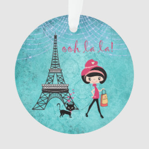 Ornamento Gato e Garota de La Paris personalizados
