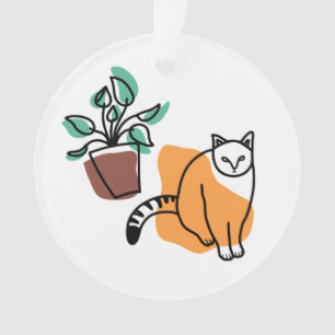 Ornamento Gato e planta