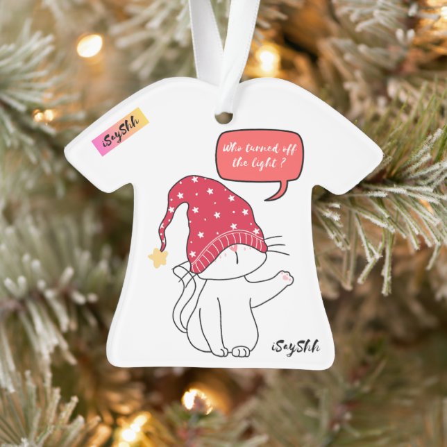 Ornamento gato engraçado, quem apagou a luz? (Árvore)