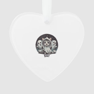 Ornamento Gato Fantasma Engraçado Boo Dia das Bruxas Animal