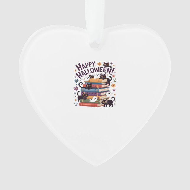 Ornamento Gato Fantasma Leitores de Livros Presentes Hallowe (Frente)
