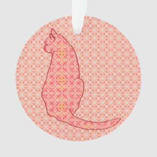 Ornamento Gato Japonês - Batik Laranja Coral