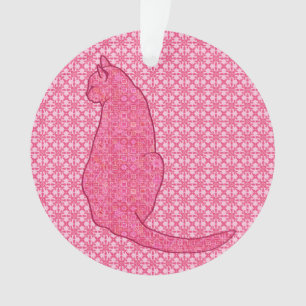 Ornamento Gato Japonês - Batik Rosa Fúcsia