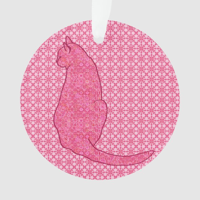 Ornamento Gato Japonês - Batik Rosa Fúcsia (Frente)