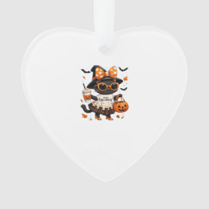 Ornamento Gato Kawaii do Halloween � Gato Bruxa com Abóbora