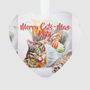 Ornamento Gato Listrado Gatos Feliz Natal Gatos-Mus Meninas