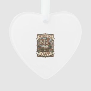 Ornamento Gato Medieval Manuscrito Medieval Vintage