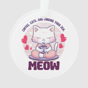Ornamento Gato meditação - Gato Kawaii