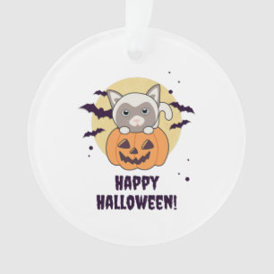 Ornamento Gato Na Abóbora Gatos Doce Feliz Dia das Bruxas