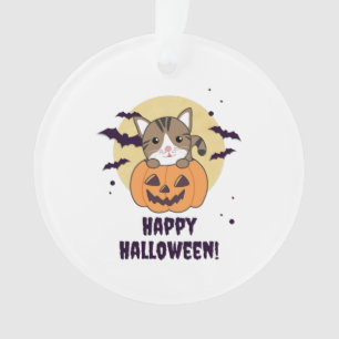 Ornamento Gato Na Abóbora Gatos Doce Feliz Dia das Bruxas