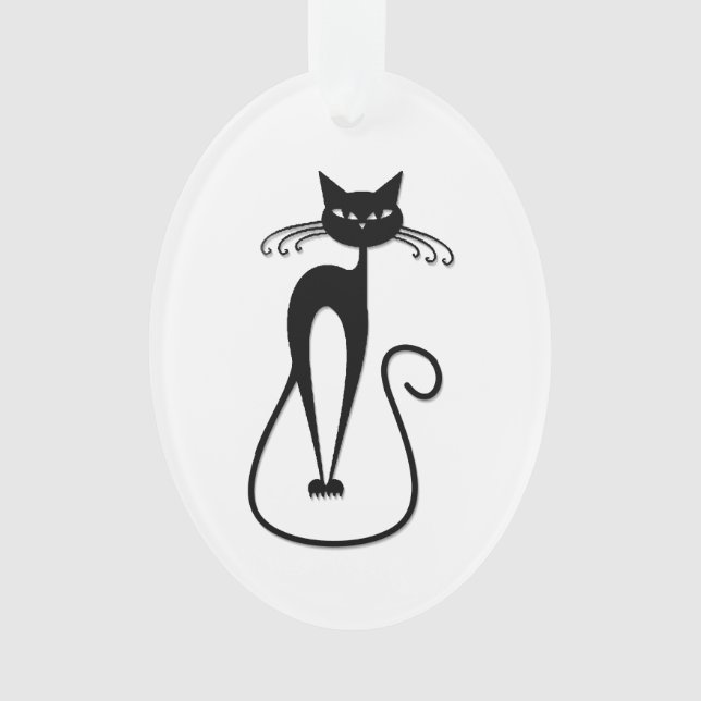 Ornamento Gato preto magro e caprichoso (Frente)