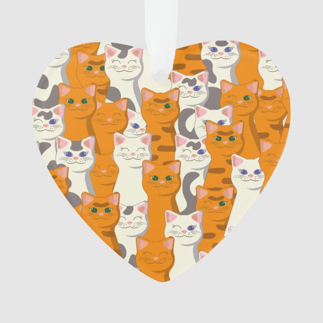 Ornamento Gatos brancos e gengibres padrão olhos verdes olho (Frente)