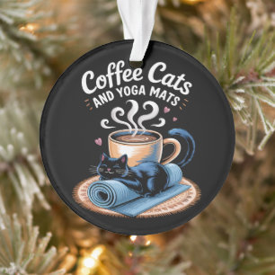 Ornamento Gatos Café e Tapetes de Yoga Gato de Yoga Engraçad