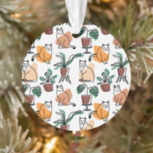 Ornamento Gatos e flores para desenho de linhagens