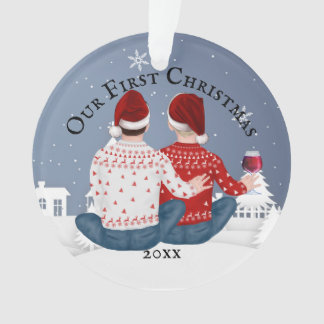 Ornamento Gay caucasiano Sr. e Sr. casal PHOTO inverno