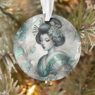 Ornamento Géisha em Série de Design Verde #2