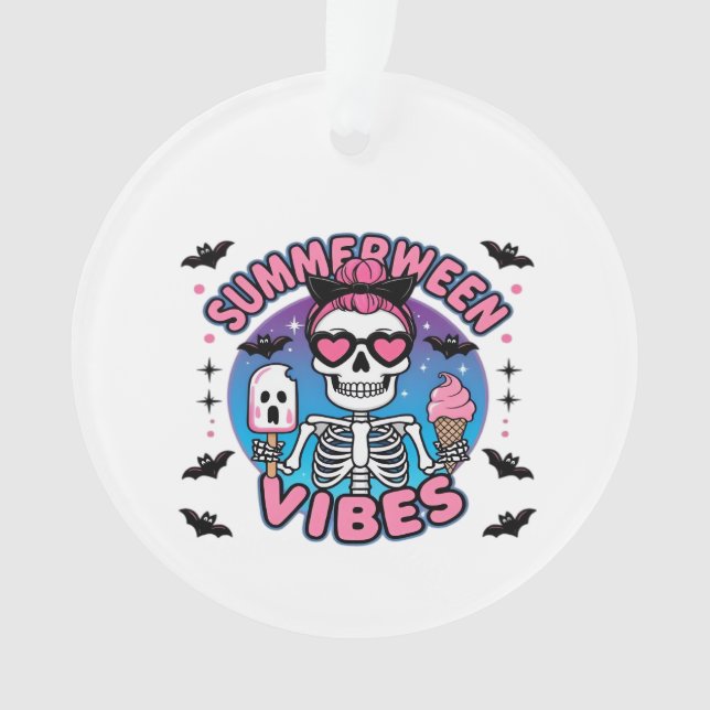 Ornamento Gelado Summerween Vibes Skeleton IceCream Summer V (Frente)