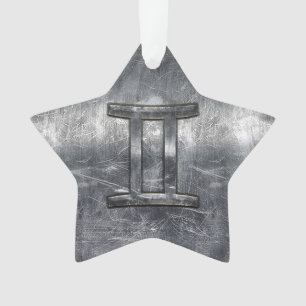 Ornamento Gemini Sinal Zodíaco em Estilo de Aço Industrial