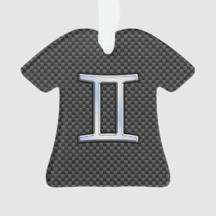 Ornamento Gemini Zodiac Símbolo Carbono Impressão de Fibra d