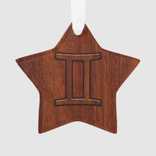 Ornamento Gemini Zodiac - Sinal de Mahogany Wood Style