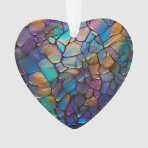 Ornamento Gemstone Opal Iridescente Glam Vidro Estampado