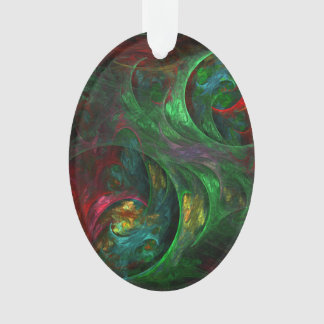 Ornamento Gênesis Abstrato de arte verde Oval acrílico