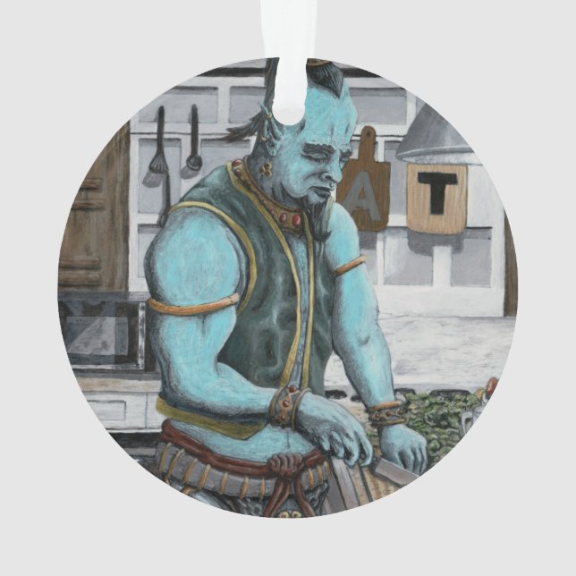 Ornamento Genie Chef Janto Fantasy Acrylic Ornament (Verso)