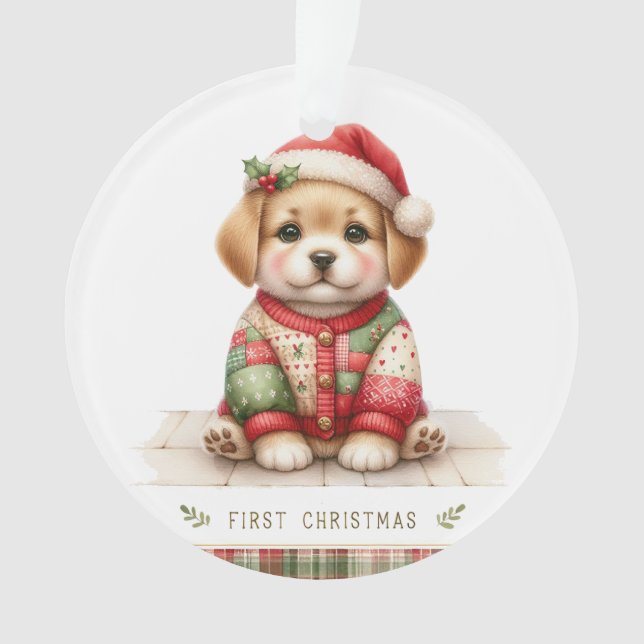 Ornamento Gentle Puppy in Holiday Knit (Frente)