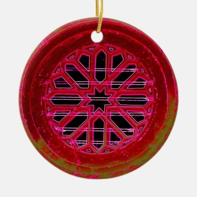 ornamento geométrico de mandala vermelho (Frente)