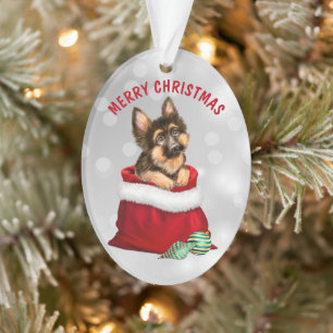 Ornamento German shepherd Puppy Dog Surprise Ornament