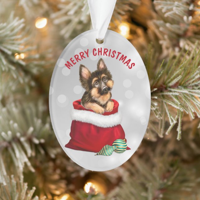 Ornamento German shepherd Puppy Dog Surprise Ornament (Árvore)