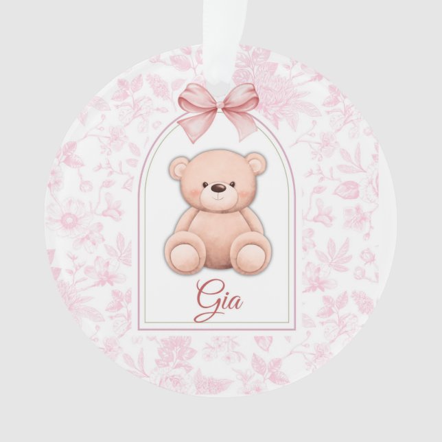 Ornamento Gia | Design de Enfermeiro de Urso Rosa Personaliz (Frente)