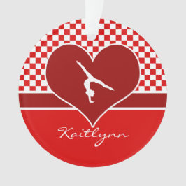 Ornamento Ginástica Checkered do vermelho rico com monograma