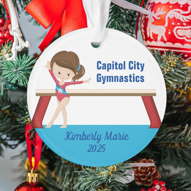 Ornamento Ginástica Feminina Fofa Ginástica Personalizada (Criador carregado)