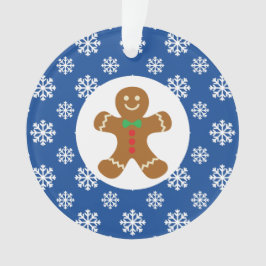 Ornamento Gingerpão Homem Neve Flocos de Natal Azul