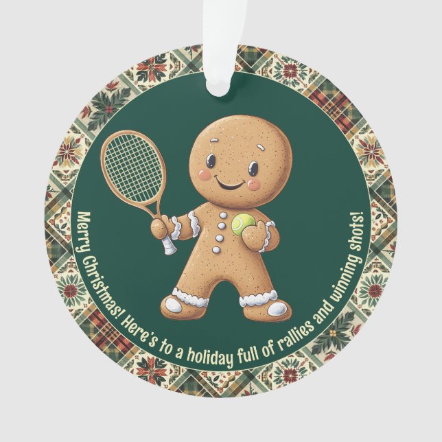 Ornamento Gingerpão Tênis Grand Slam 🎾 🎄 texto personaliza (Frente)