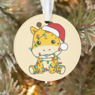 Ornamento Girafas de Natal Girafas Feriam Animais de inverno