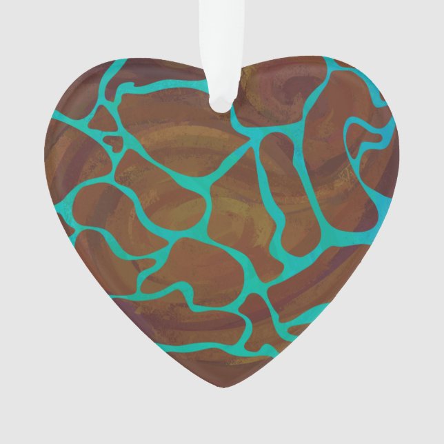 Ornamento Giraffe Brown e Teal Impressão (Frente)